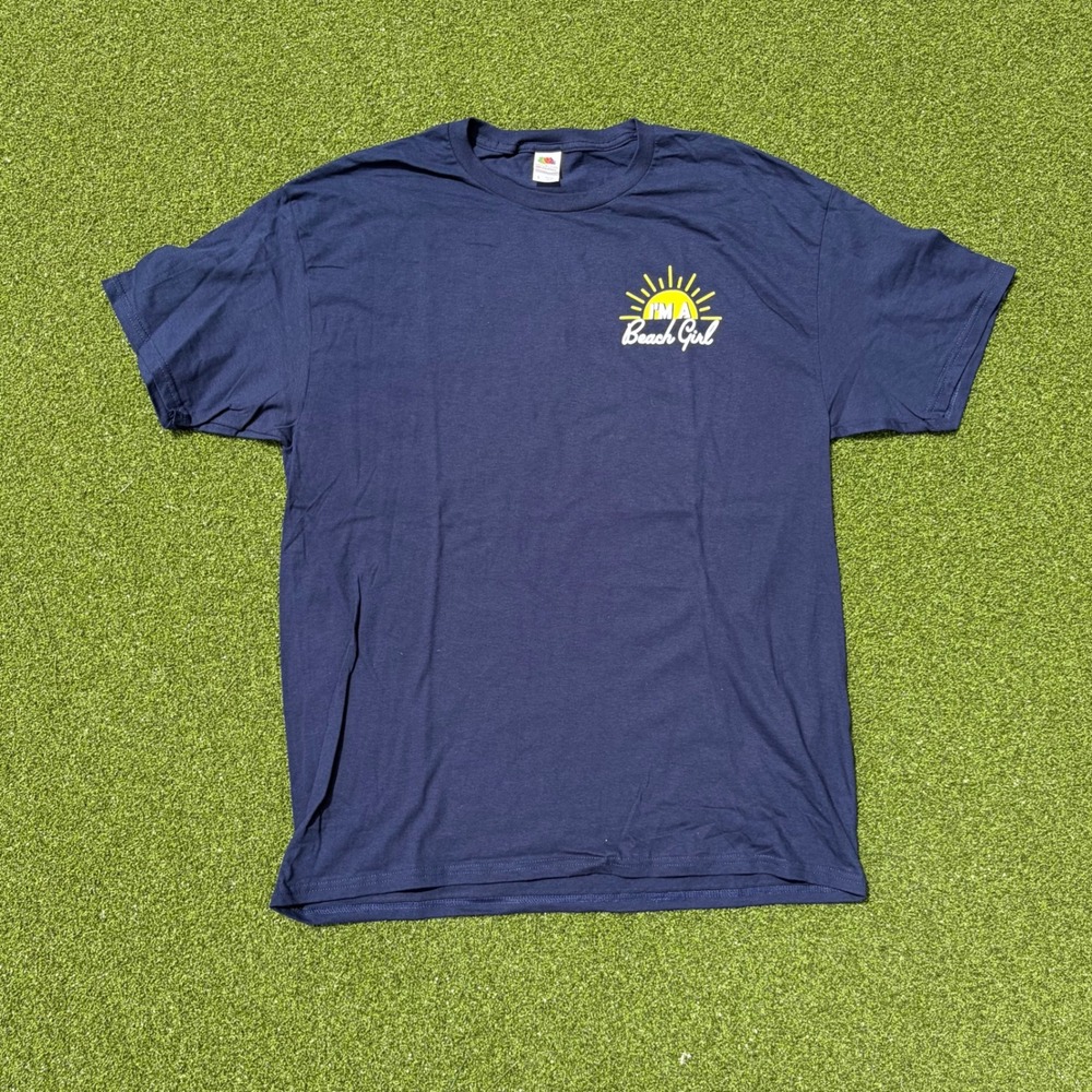 I Heart The Beach Graphic T-Shirt Navy Blue L